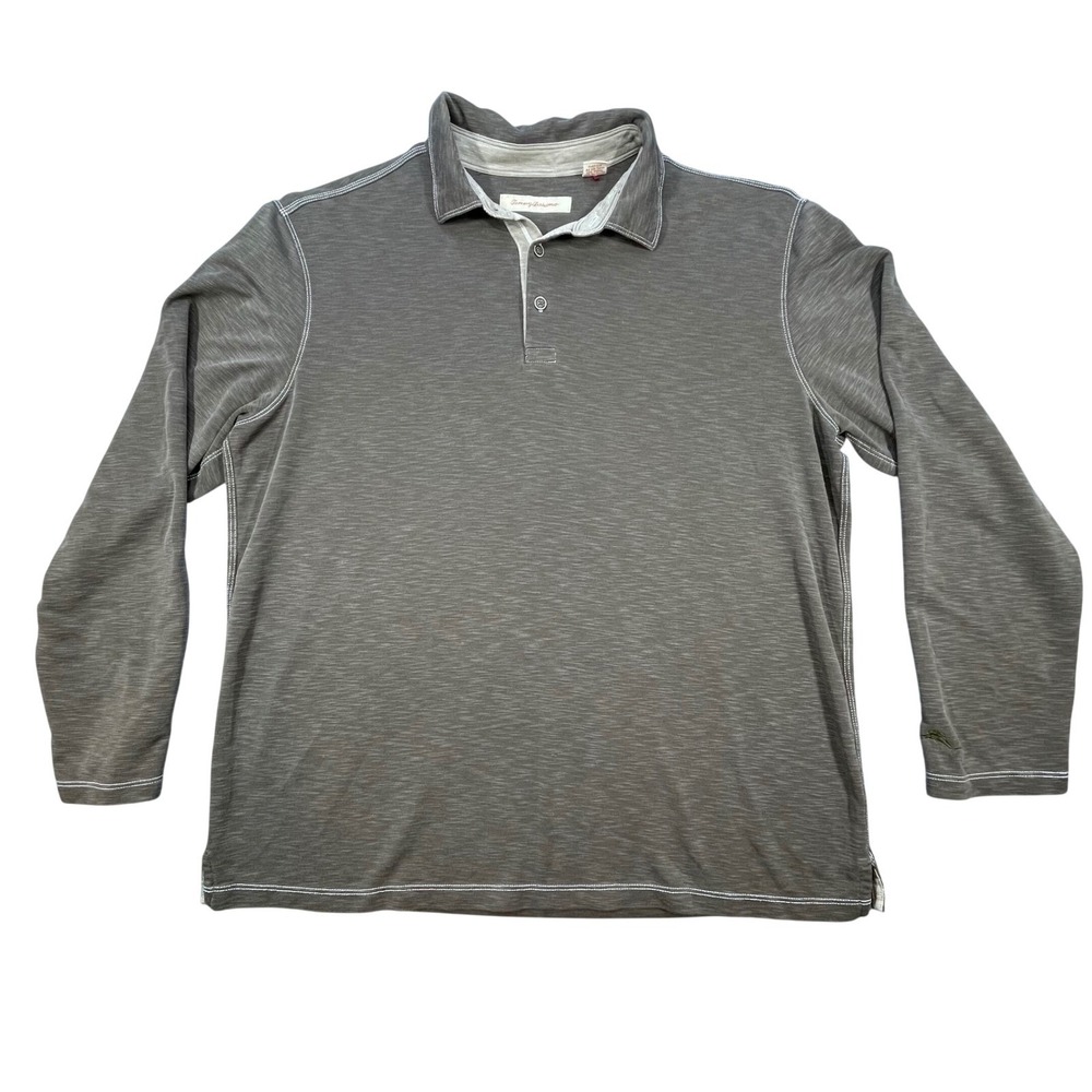 Tommy Bahama Brown Polo Shirt Long Sleeve Modal Blend Mens XL